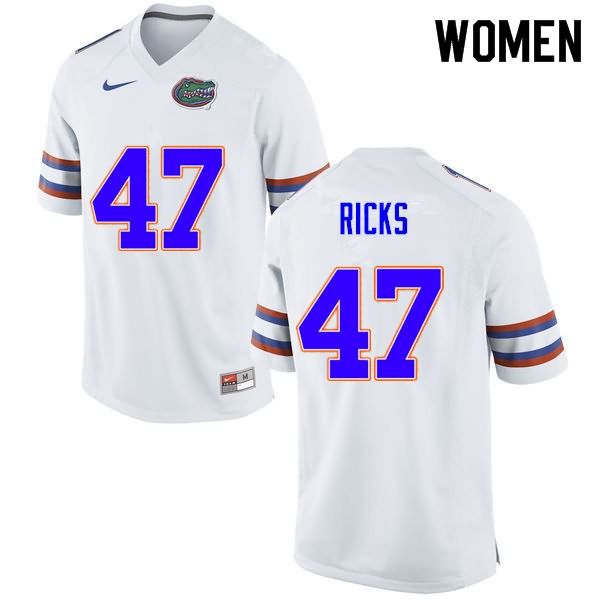 NCAA Florida Gators Isaac Ricks Women's #47 Nike White Stitched Authentic College Football Jersey CAY0164XJ